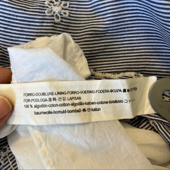 Zara 100% cotton bell sleeve eyelet mini dress with pockets medium, blue - Picture 10 of 10